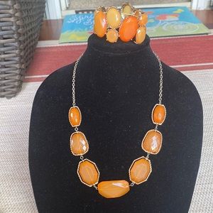 Costume Jewelry - Orange Necklace and Bracelet